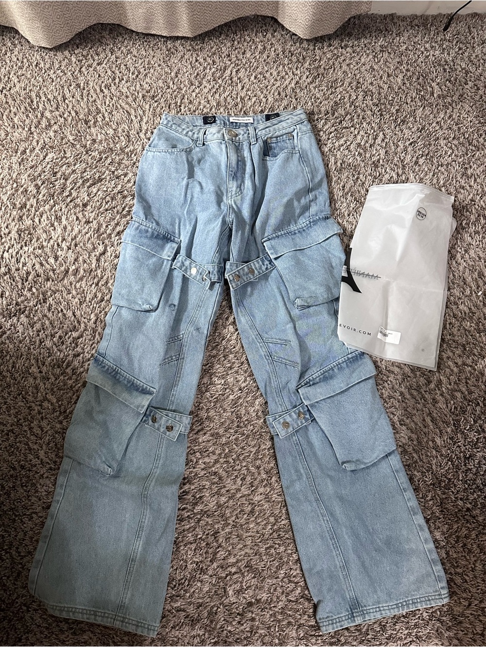 Maniere De Voir Light Blue Cargo Jeans